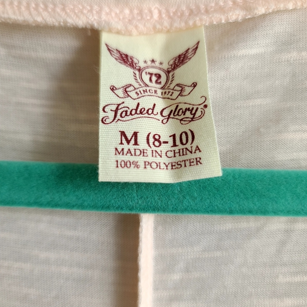Faded Glory peach cap sleeve butterfly screen print tee w/rhinestone details Med - Picture 6 of 9